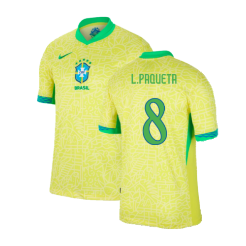 2024-2025 Brazil Home Dri-Fit ADV Match Shirt (L.Paqueta 8)