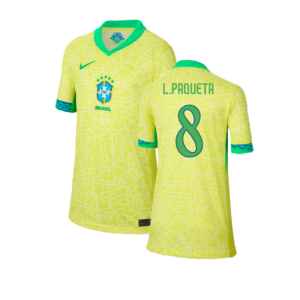 2024-2025 Brazil Home Shirt (Kids) (L.Paqueta 8)