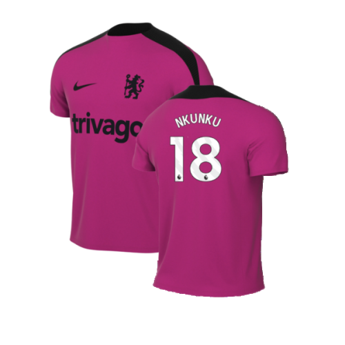 2024-2025 Chelsea Strike Dri-Fit Training Shirt (Pink) (Nkunku 18)