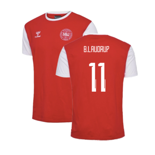 2024-2025 Denmark Fan 24 Block Tee (Red) (B.Laudrup 11)