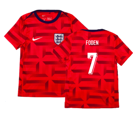 2024-2025 England Academy Pro Pre-Match Top (Siren Red) - Kids (Foden 11)