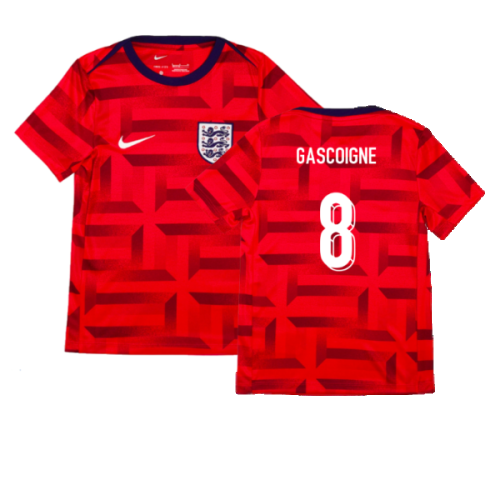 2024-2025 England Academy Pro Pre-Match Top (Siren Red) - Kids (Gascoigne 8)