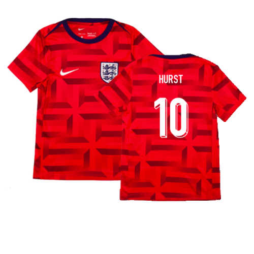 2024-2025 England Academy Pro Pre-Match Top (Siren Red) - Kids (Hurst 10)