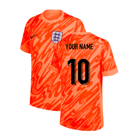 2024-2025 England Home Goalkeeper Shirt (Orange) - Kids (Your Name)