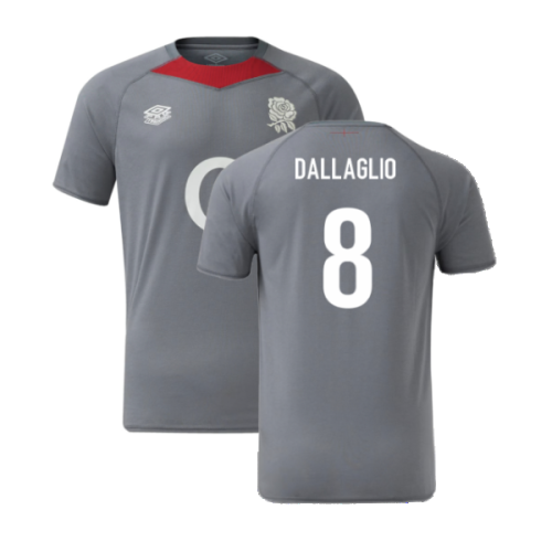 2024-2025 England Rugby Relaxed Training Jersey O2 (Grey) - Kids (Dallaglio 8)