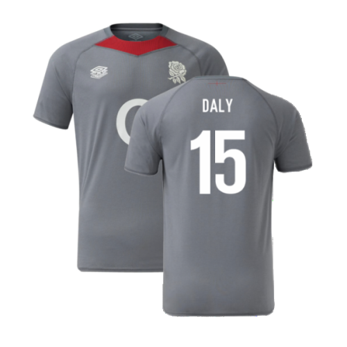 2024-2025 England Rugby Relaxed Training Jersey O2 (Grey) - Kids (Daly 15)