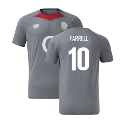 2024-2025 England Rugby Relaxed Training Jersey O2 (Grey) - Kids (Farrell 10)