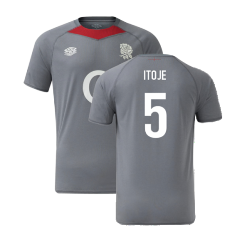 2024-2025 England Rugby Relaxed Training Jersey O2 (Grey) - Kids (Itoje 5)