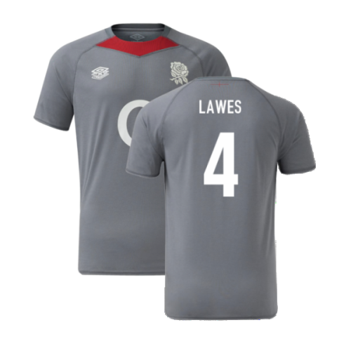 2024-2025 England Rugby Relaxed Training Jersey O2 (Grey) - Kids (Lawes 4)