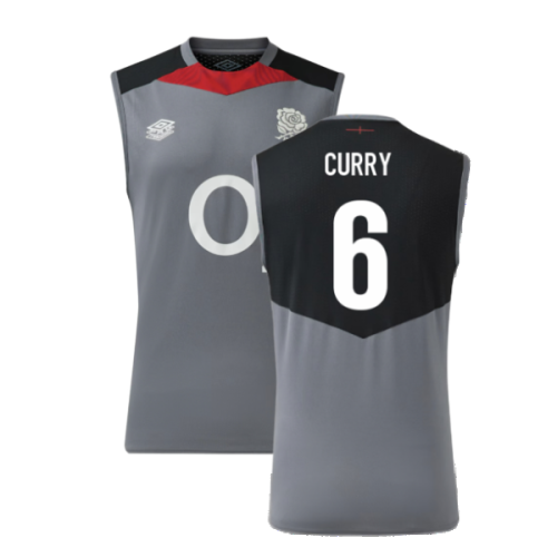 2024-2025 England Rugby Sleeveless Jersey O2 (Grey) (Curry 6)