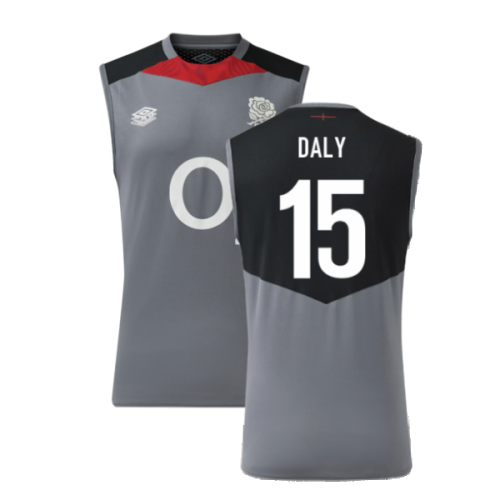 2024-2025 England Rugby Sleeveless Jersey O2 (Grey) (Daly 15)