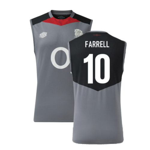 2024-2025 England Rugby Sleeveless Jersey O2 (Grey) (Farrell 10)