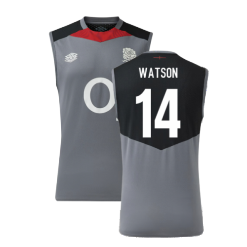 2024-2025 England Rugby Sleeveless Jersey O2 (Grey) (Watson 14)