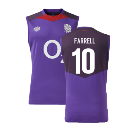 2024-2025 England Rugby Sleeveless Jersey O2 (Violet) (Farrell 10)