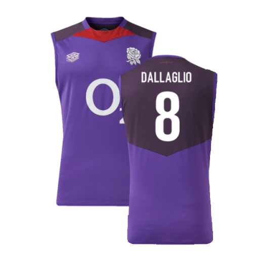 2024-2025 England Rugby Sleeveless Jersey (Violet) - Kids (Dallaglio 8)