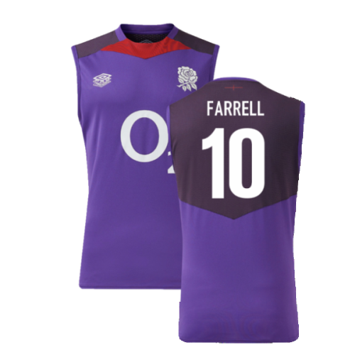 2024-2025 England Rugby Sleeveless Jersey (Violet) - Kids (Farrell 10)