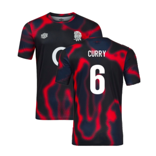 2024-2025 England Rugby Warm Up Jersey (Black) (Curry 6)