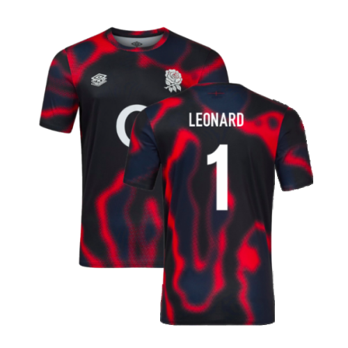 2024-2025 England Rugby Warm Up Jersey (Black) (Leonard 1)