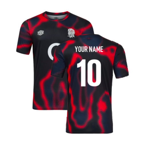 2024-2025 England Rugby Warm Up Jersey (Black) (Your Name)