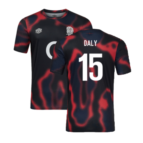 2024-2025 England Rugby Warm Up Jersey O2 (Black) - Kids (Daly 15)