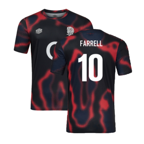 2024-2025 England Rugby Warm Up Jersey O2 (Black) - Kids (Farrell 10)