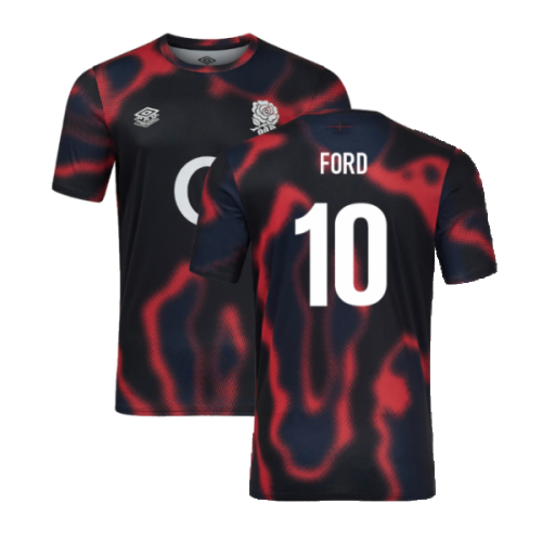 2024-2025 England Rugby Warm Up Jersey O2 (Black) - Kids (Ford 10)