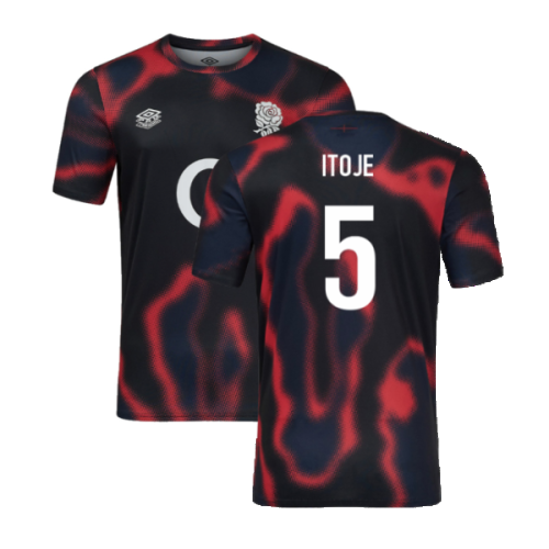 2024-2025 England Rugby Warm Up Jersey O2 (Black) - Kids (Itoje 5)