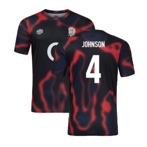 2024-2025 England Rugby Warm Up Jersey O2 (Black) - Kids (Johnson 4)