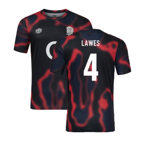 2024-2025 England Rugby Warm Up Jersey O2 (Black) - Kids (Lawes 4)