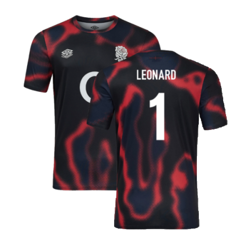 2024-2025 England Rugby Warm Up Jersey O2 (Black) - Kids (Leonard 1)