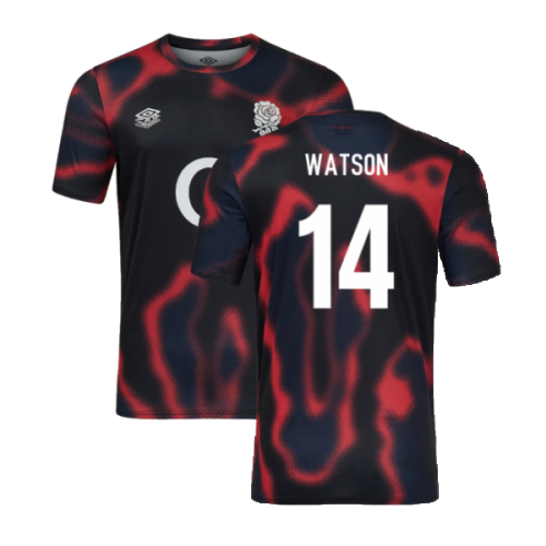 2024-2025 England Rugby Warm Up Jersey O2 (Black) - Kids (Watson 14)