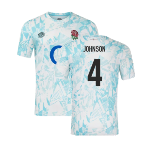 2024-2025 England Rugby Warm Up Jersey (White) (Johnson 4)