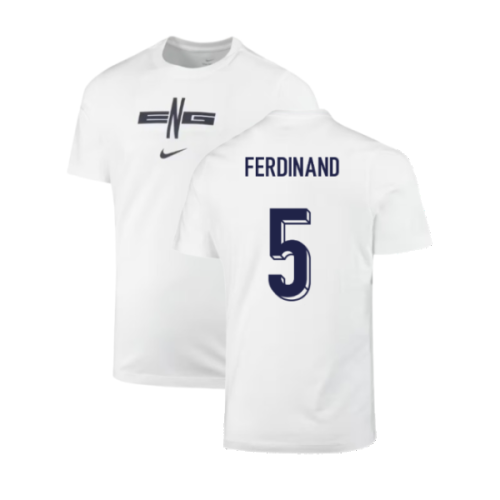 2024-2025 England Soccer T-Shirt (White) (Ferdinand 5)