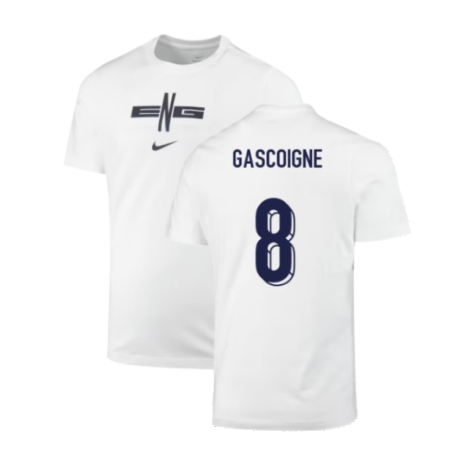 2024-2025 England Soccer T-Shirt (White) (Gascoigne 8)