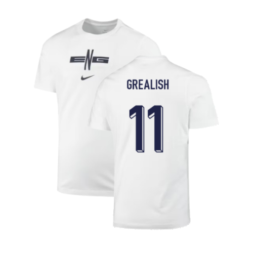 2024-2025 England Soccer T-Shirt (White) (Grealish 11)