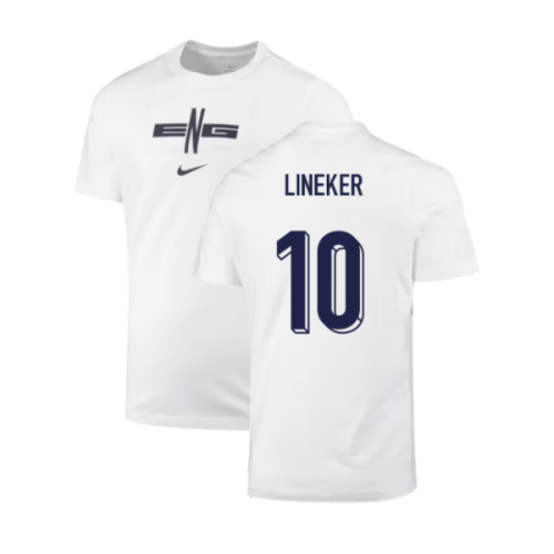 2024-2025 England Soccer T-Shirt (White) (Lineker 10)