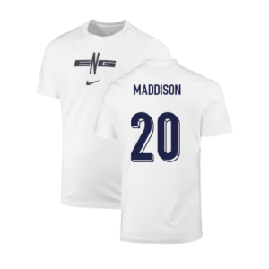 2024-2025 England Soccer T-Shirt (White) (Maddison 20)