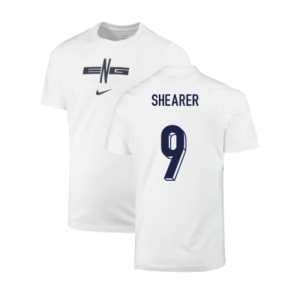 2024-2025 England Soccer T-Shirt (White) (Shearer 9)