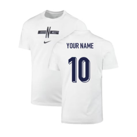 2024-2025 England Soccer T-Shirt (White) (Your Name)