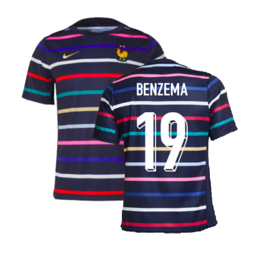 2024-2025 France Academy Pro Home Pre-Match Top (Navy) (Benzema 19)