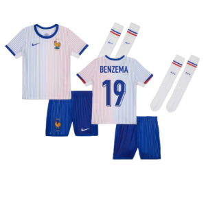 2024-2025 France Away Little Boys Mini Kit (Benzema 19)