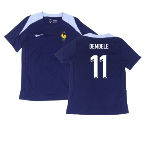 2024-2025 France Dri-Fit Strike Training Shirt (Navy) (Dembele 11)