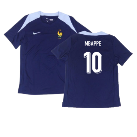 2024-2025 France Dri-Fit Strike Training Shirt (Navy) (Mbappe 10)