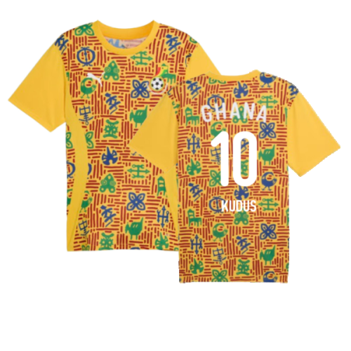 2024-2025 Ghana Pre-Match SS Jersey (Yellow) (Kudus 10)