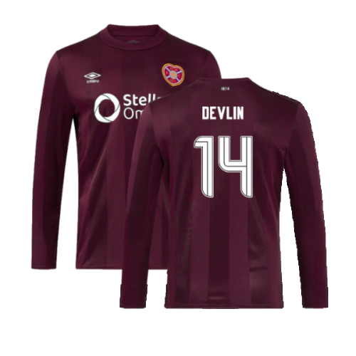 2024-2025 Hearts Long Sleeve Home Shirt (Devlin 14)