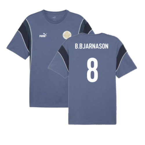 2024-2025 Iceland ftblArchive Tee (Cobalt) (B.Bjarnason 8)