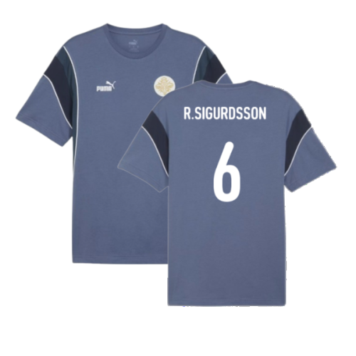 2024-2025 Iceland ftblArchive Tee (Cobalt) (R.Sigurdsson 6)