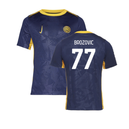 2024-2025 Inter Milan Academy Third Pre-Match Shirt (Navy) (Brozovic 77)