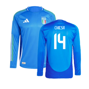 2024-2025 Italy Authentic Long Sleeve Home Shirt (CHIESA 14) 2024-2025 Italy Authentic Long Sleeve Home Shirt (CHIESA 14)