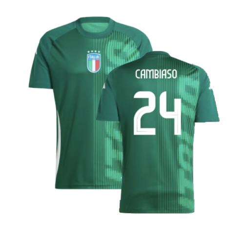 2024-2025 Italy Pre-Match Shirt (Green) (CAMBIASO 24)